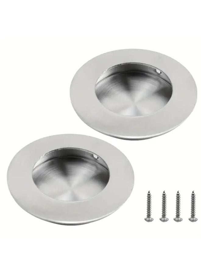 2pcs Brushed Nickel Stainless Steel Recessed Door Pulls Flush Cabinet Handles - Image 1